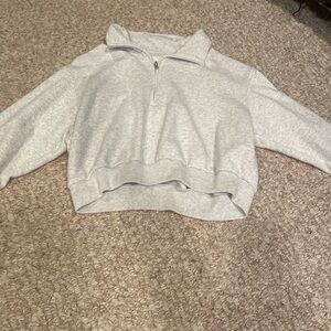 Hollister Gray Quarter Zip Sweater